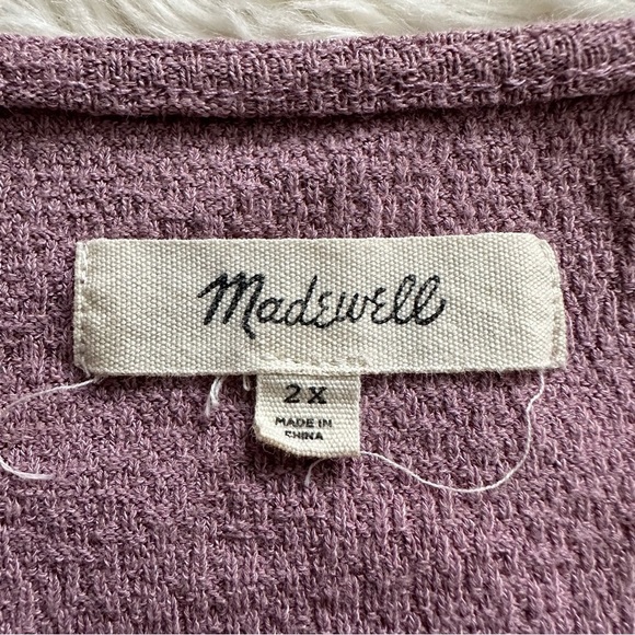 Madewell Dress Cross-Front Button Short Sleeve Mini Textured Purple 2X - Picture 8 of 12